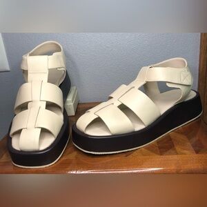 Pilcro Cream and Black Platform Sandals